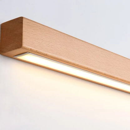 Lampada da parete LED lineare in legno a barra per specchio da bagno minimalista