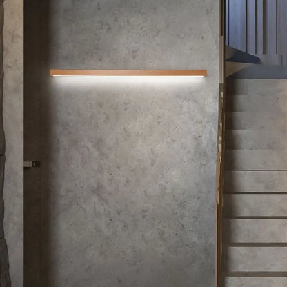 Lampada da parete LED lineare in legno a barra per specchio da bagno minimalista