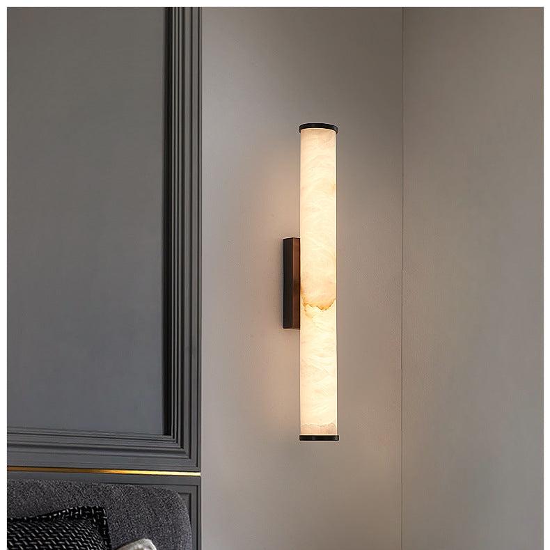 Lampada da parete LED lineare in resina effetto marmo, applique per specchio