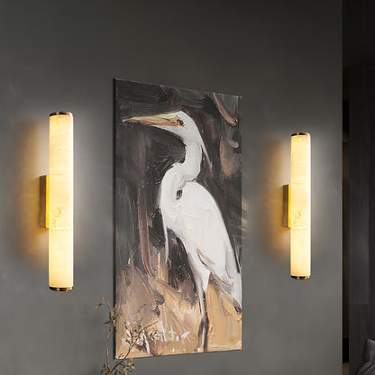 Lampada da parete LED lineare in resina effetto marmo, applique per specchio