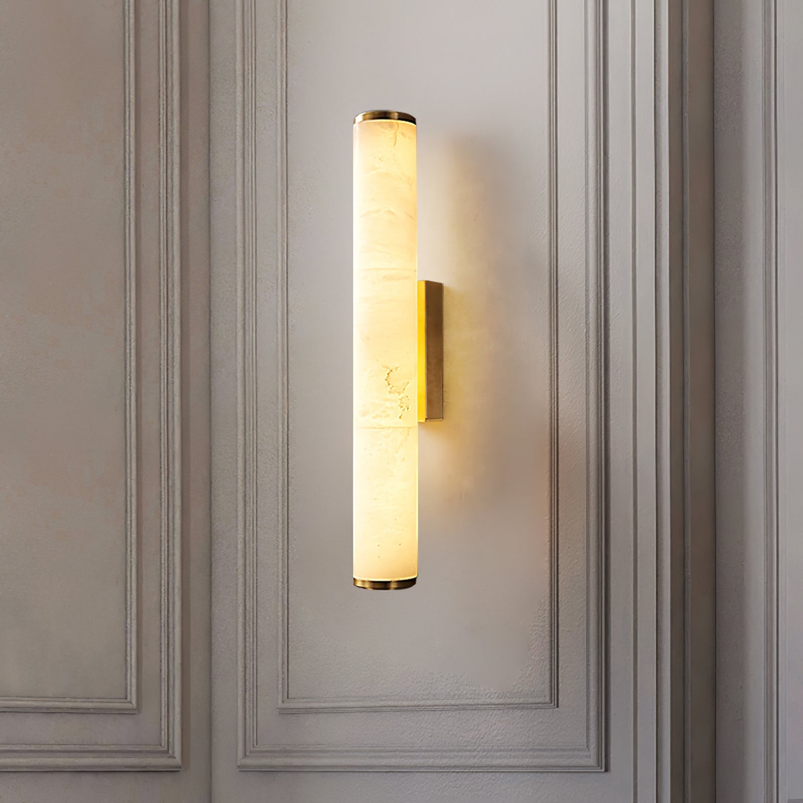 Lampada da parete LED lineare in resina effetto marmo, applique per specchio