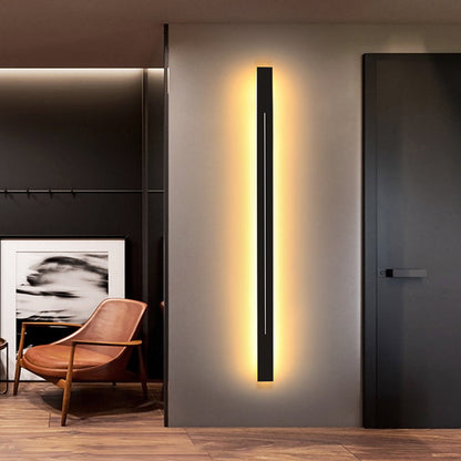 Lampada da parete LED lineare minimalista a barra lunga per interni, nero e oro