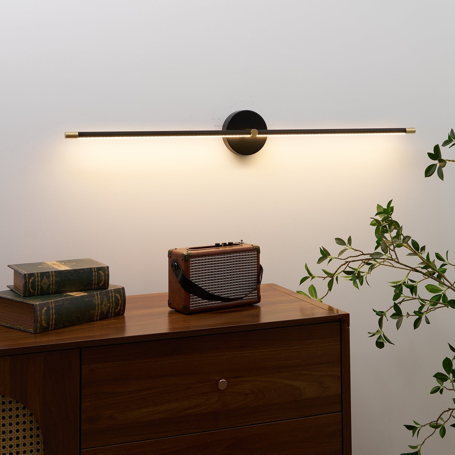 Lampada da parete LED lineare minimalista a doppia estremità, applique nero e oro