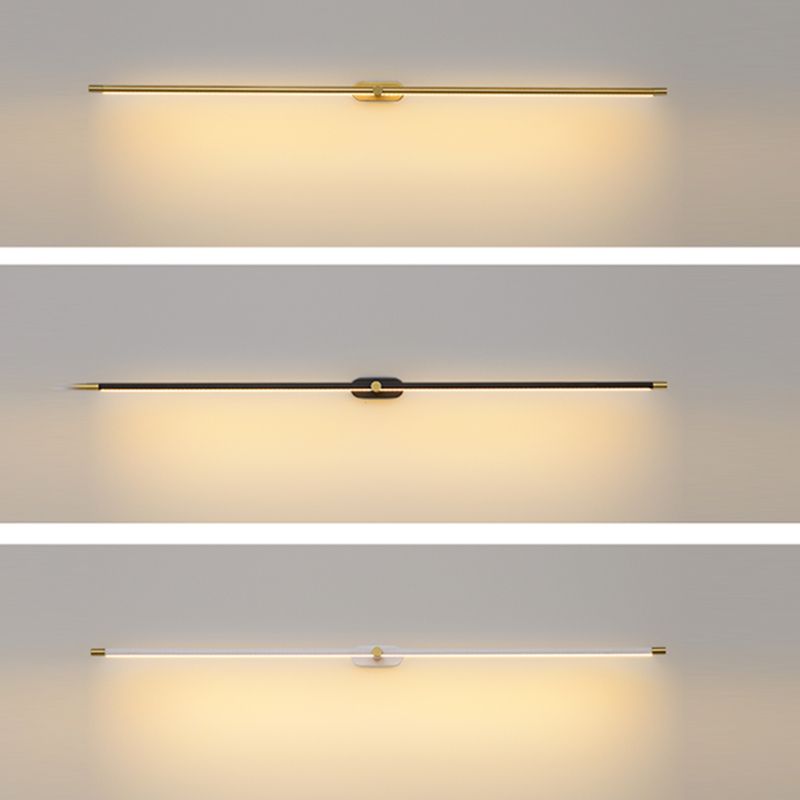 Lampada da parete LED lineare sottile minimalista in nero, oro e bianco