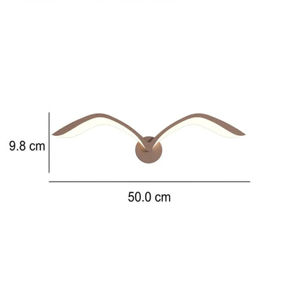 Lampada da parete LED minimalista a forma di ali, marrone o bianca