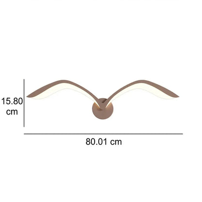 Lampada da parete LED minimalista a forma di ali, marrone o bianca