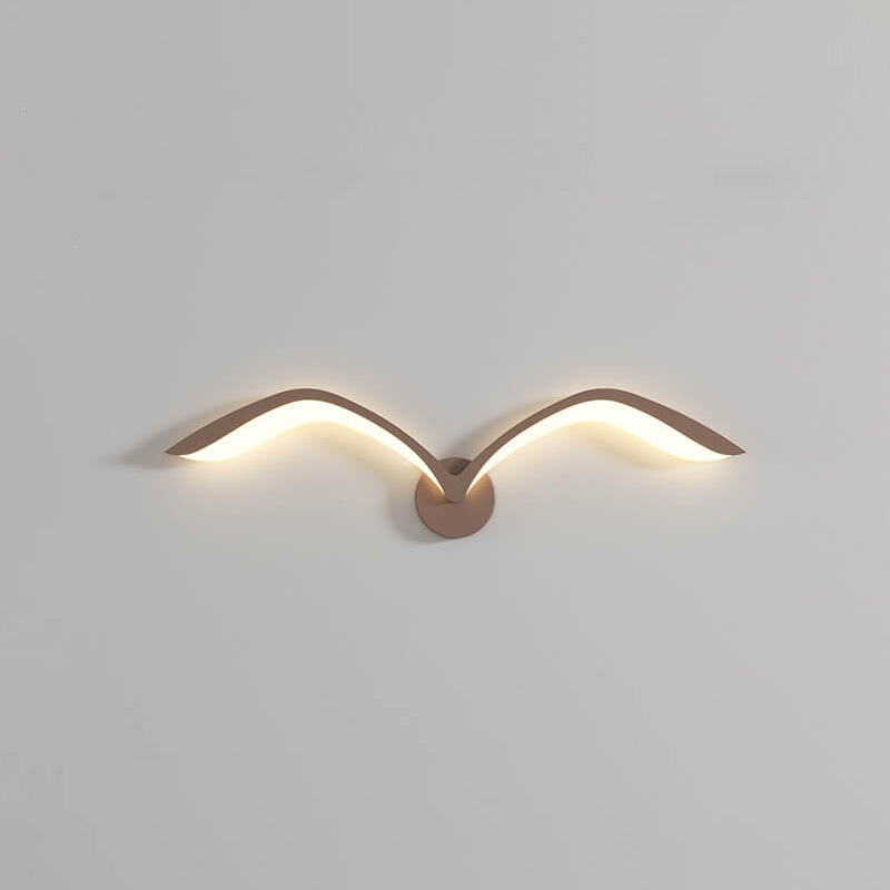 Lampada da parete LED minimalista a forma di ali, marrone o bianca