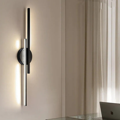 Lampada da parete LED moderna con disco e asta lineare, applique minimalista in metallo