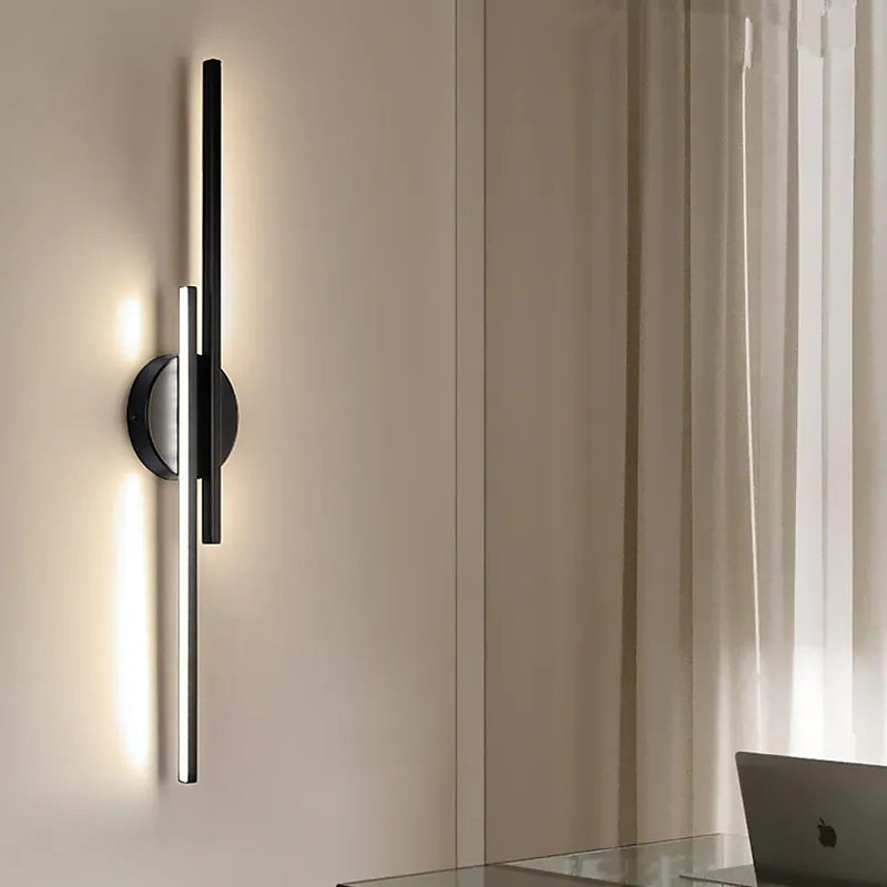 Lampada da parete LED moderna con disco e asta lineare, applique minimalista in metallo