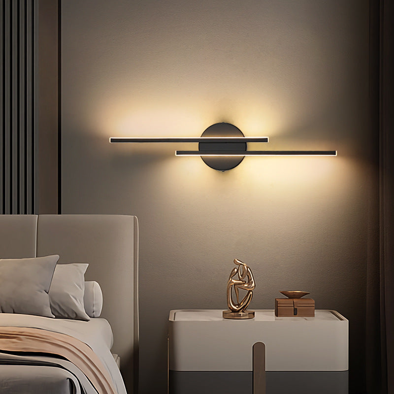 Lampada da parete LED moderna con disco e asta lineare, applique minimalista in metallo
