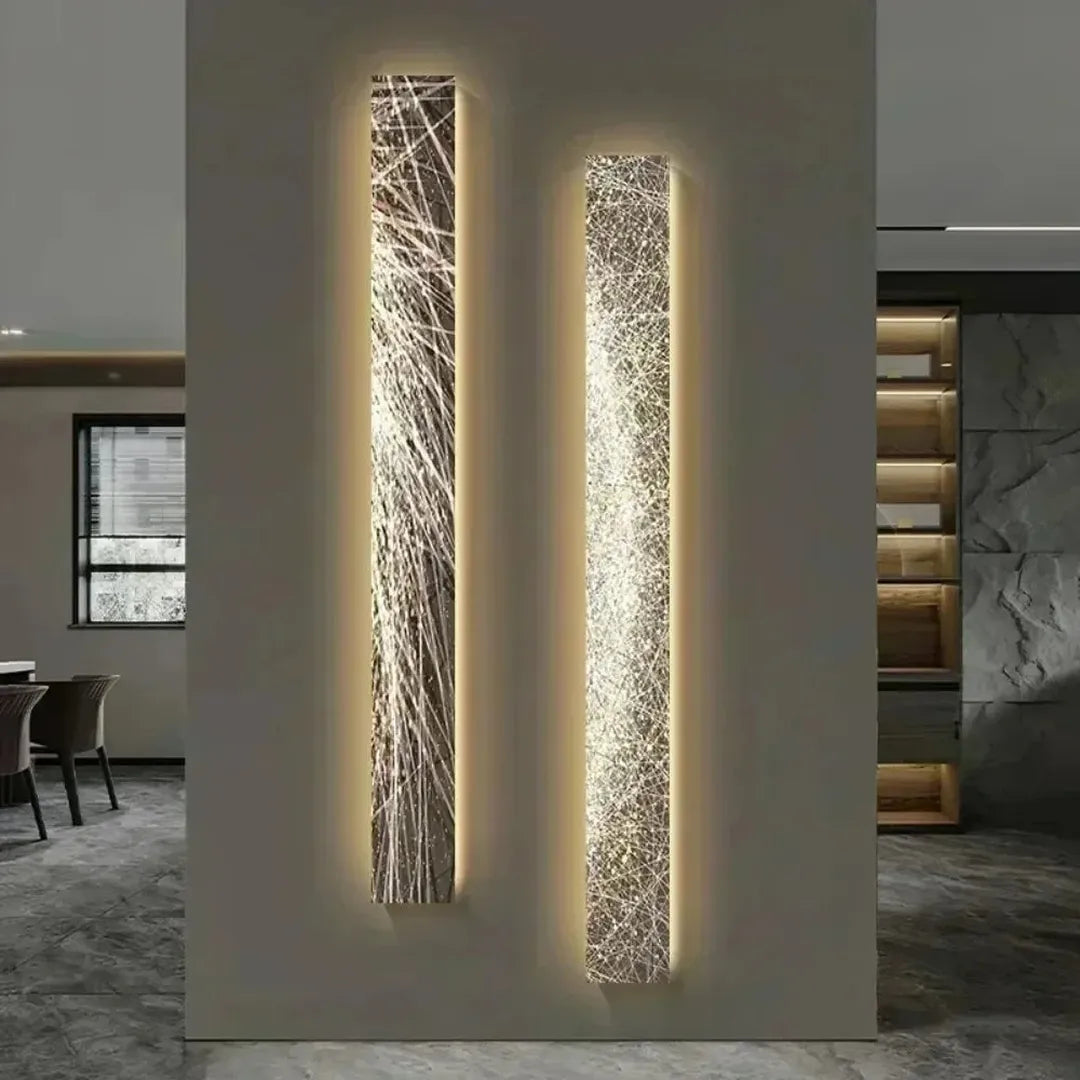 Lampada da parete LED moderna con finitura in legno