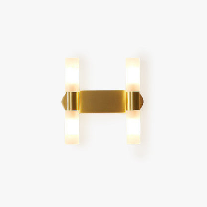 Lampada da parete LED moderna oro con paralumi cilindrici in acrilico satinato