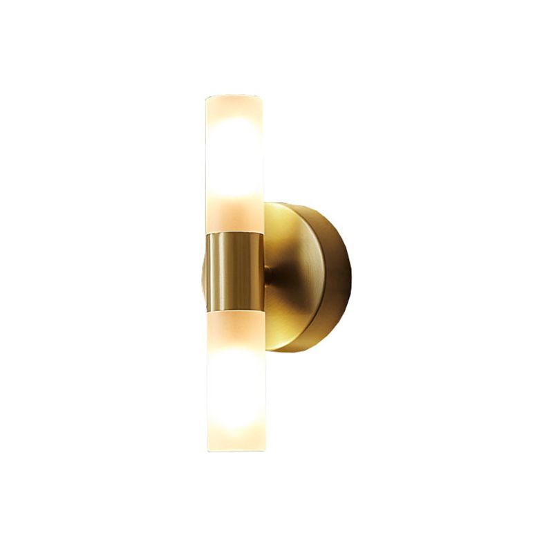 Lampada da parete LED moderna oro con paralumi cilindrici in acrilico satinato