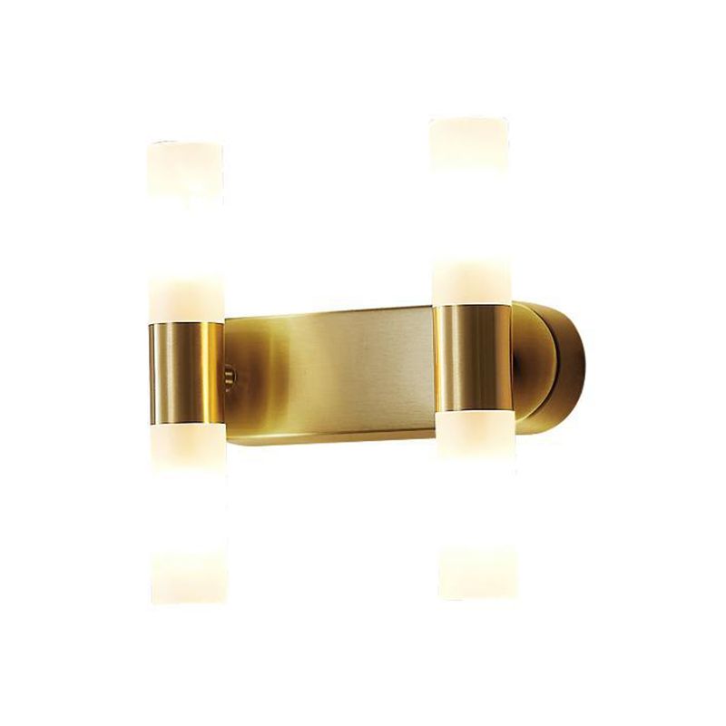 Lampada da parete LED moderna oro con paralumi cilindrici in acrilico satinato