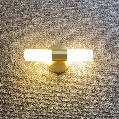 Lampada da parete LED moderna oro con paralumi cilindrici in acrilico satinato