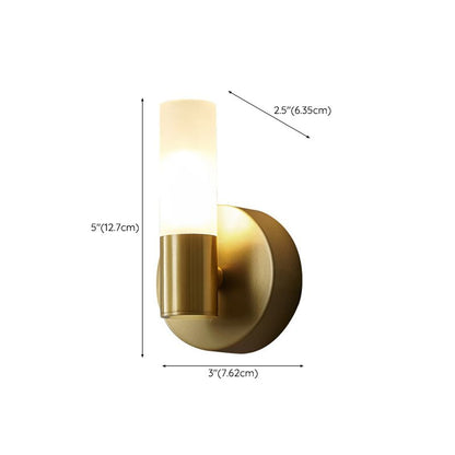 Lampada da parete LED moderna oro con paralumi cilindrici in acrilico satinato