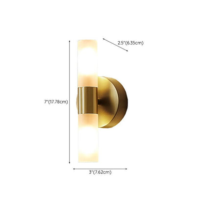Lampada da parete LED moderna oro con paralumi cilindrici in acrilico satinato