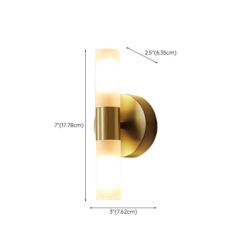 Lampada da parete LED moderna oro con paralumi cilindrici in acrilico satinato