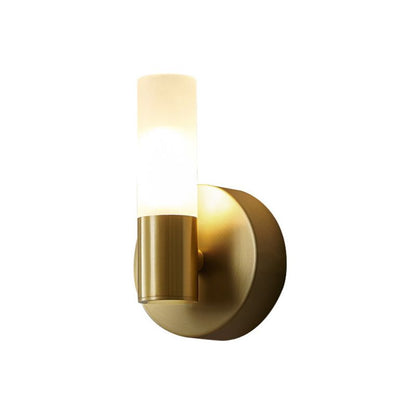Lampada da parete LED moderna oro con paralumi cilindrici in acrilico satinato