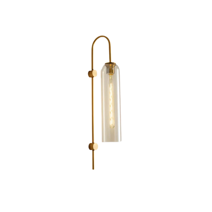 Lampada da parete moderna a cilindro in vetro colorato, applique color oro