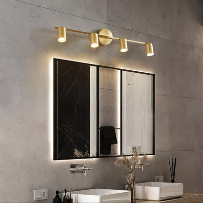 Lampada da parete nera a due luci con faretti cilindrici orientabili