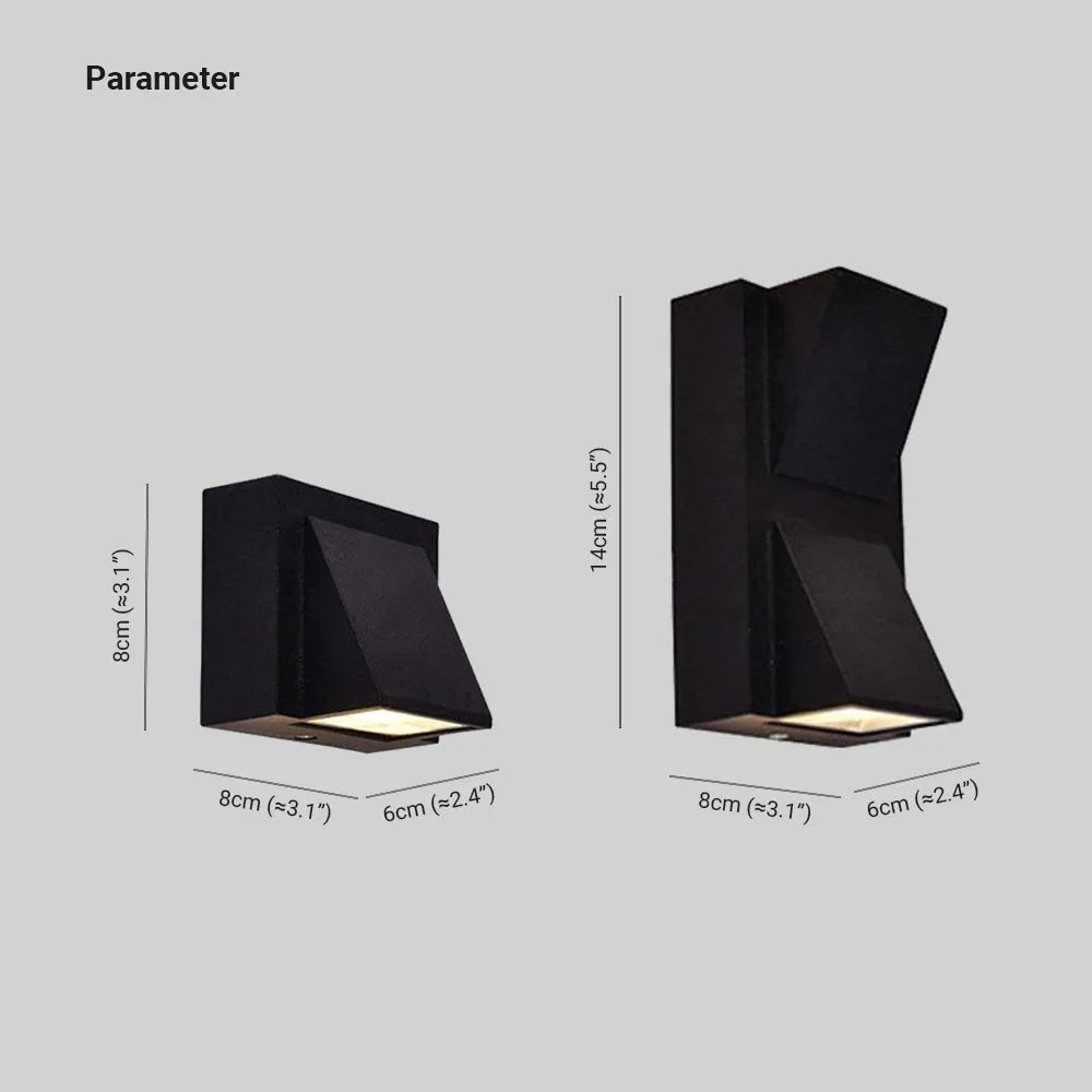 Lampada da parete per esterni a LED moderna in metallo nero