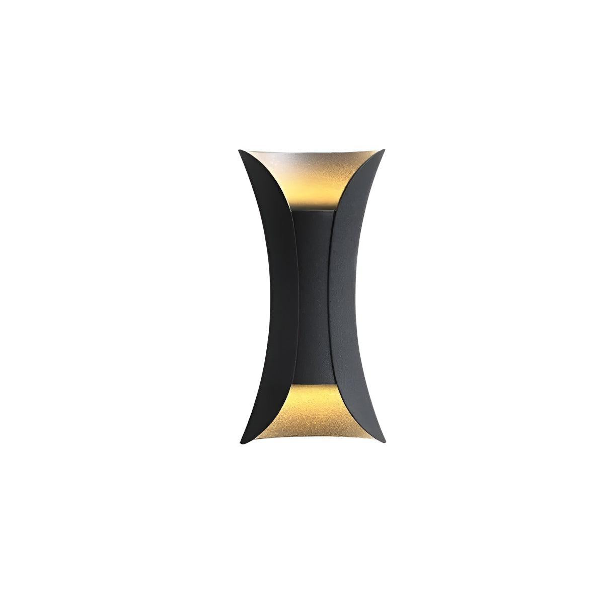 Lampada da parete per esterni curva con doppia luce verso l'alto e verso il basso