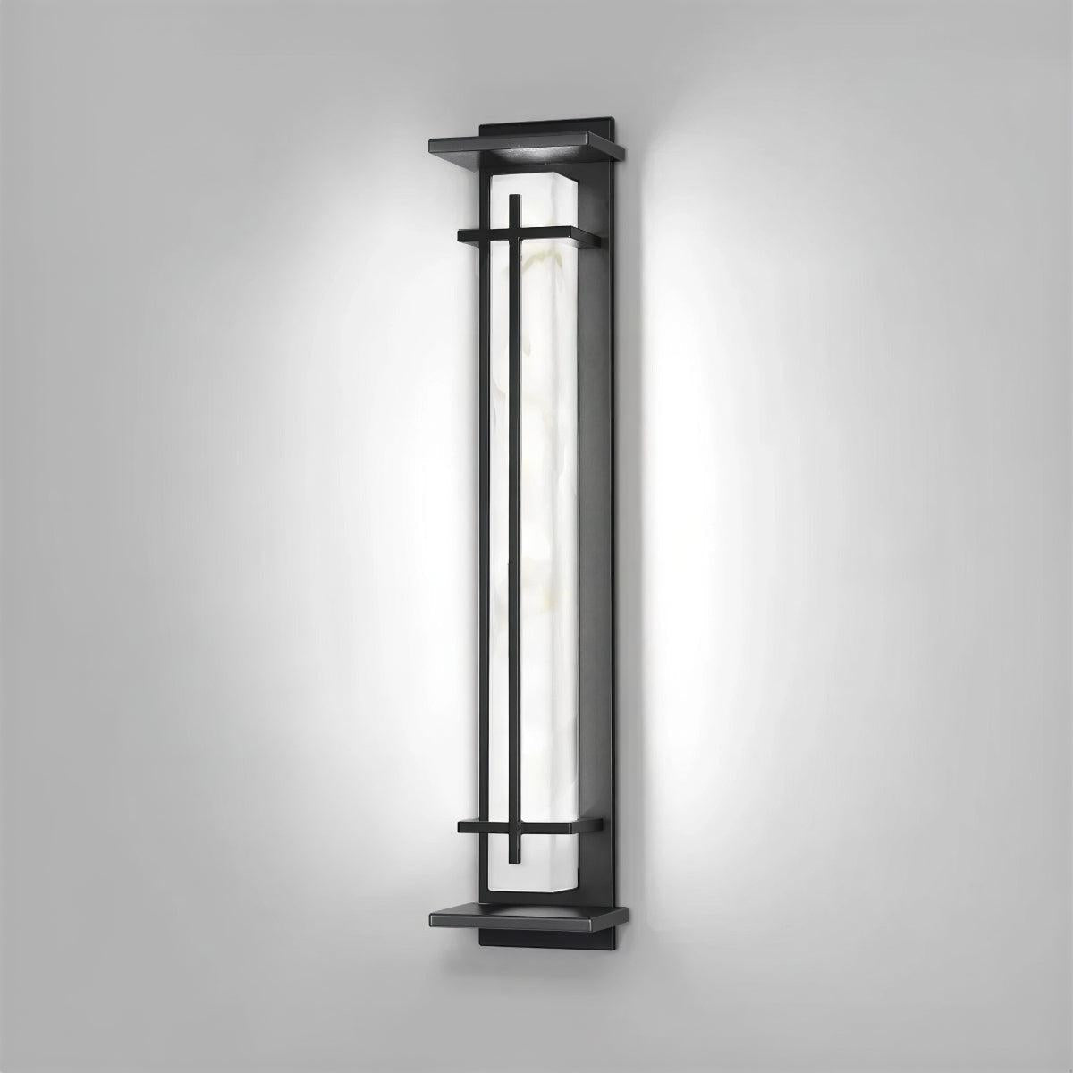 Lampada da parete per esterni in alabastro con design a gabbia verticale