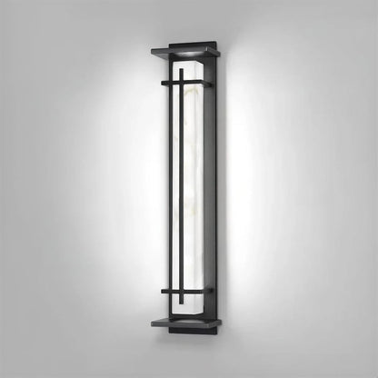 Lampada da parete per esterni in alabastro con design a gabbia verticale