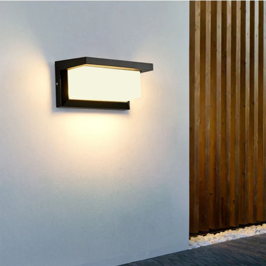 Lampada da parete per esterni LED grigia con sensore di movimento IP65 per giardino e portico