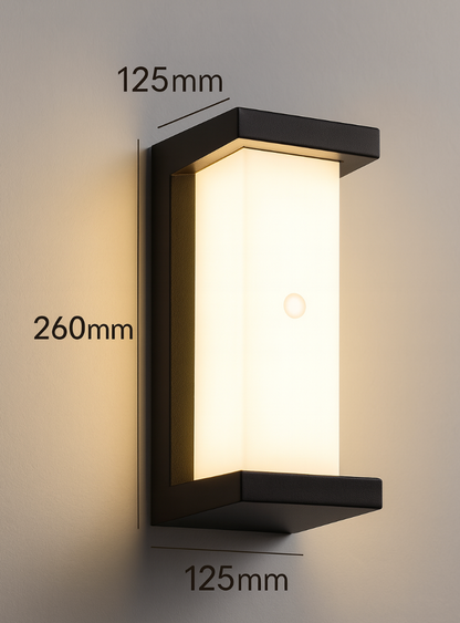 Lampada da parete per esterni LED grigia con sensore di movimento IP65 per giardino e portico