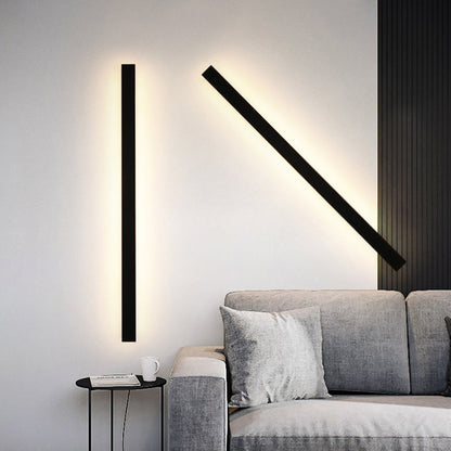 Lampada da parete per esterni LED lineare nera da giardino