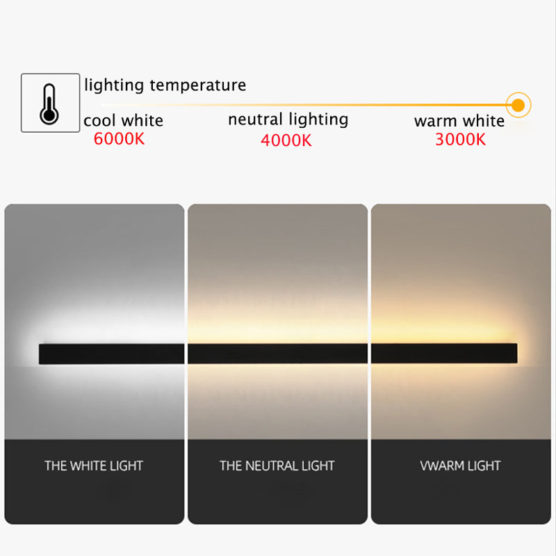 Lampada da parete per esterni LED lineare nera da giardino