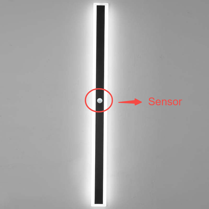 Lampada da parete per esterni LED lineare slim in metallo nero opaco da giardino