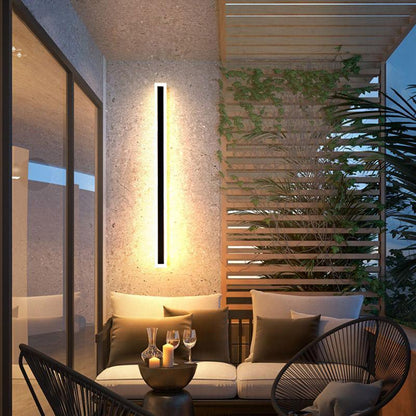 Lampada da parete per esterni LED lineare slim in metallo nero opaco da giardino