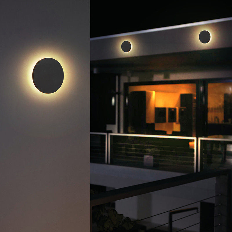 Lampada da parete per esterni LED minimalista tonda e quadrata nera e bianca