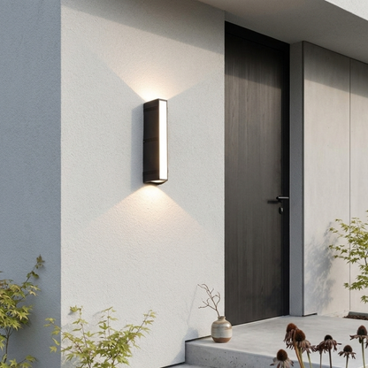 Lampada da parete per esterni LED nera rettangolare a doppia emissione, applique da esterno