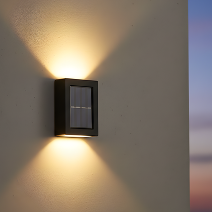 Lampada da parete per esterni LED solare nera con luce verso l'alto e verso il basso da giardino