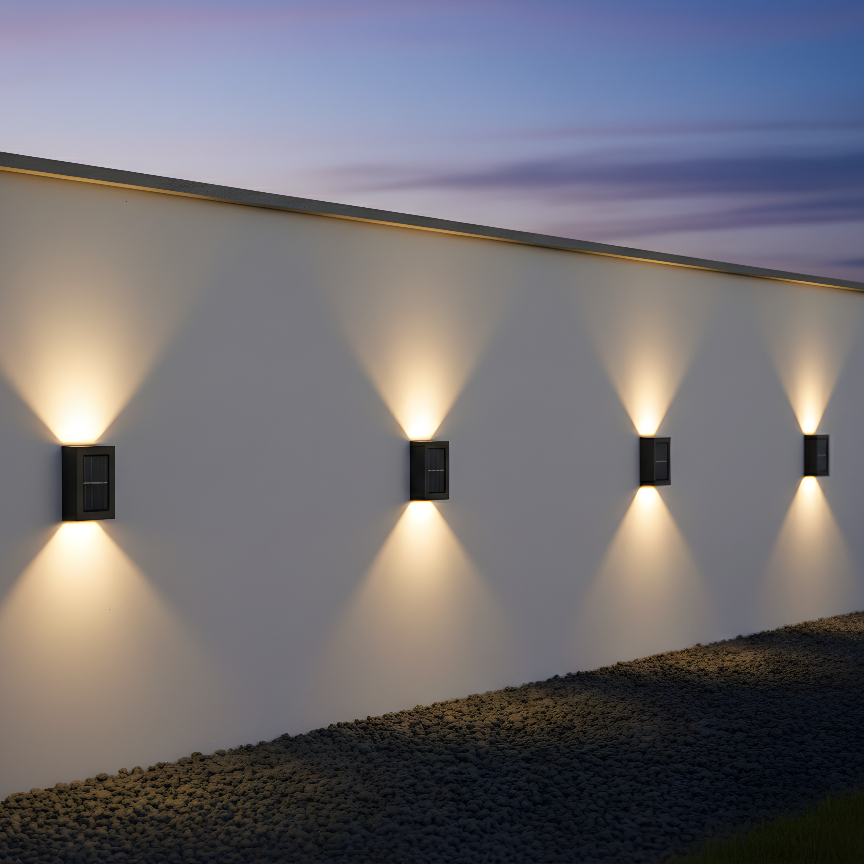 Lampada da parete per esterni LED solare nera con luce verso l'alto e verso il basso da giardino