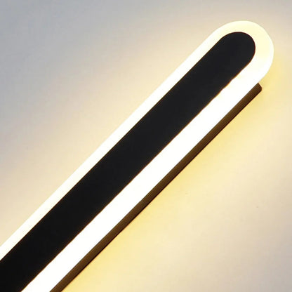 Lampada da parete per esterni lineare ovale in metallo nero