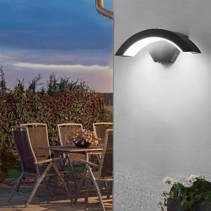 Lampada da parete per esterni moderna curva per portico, patio o giardino