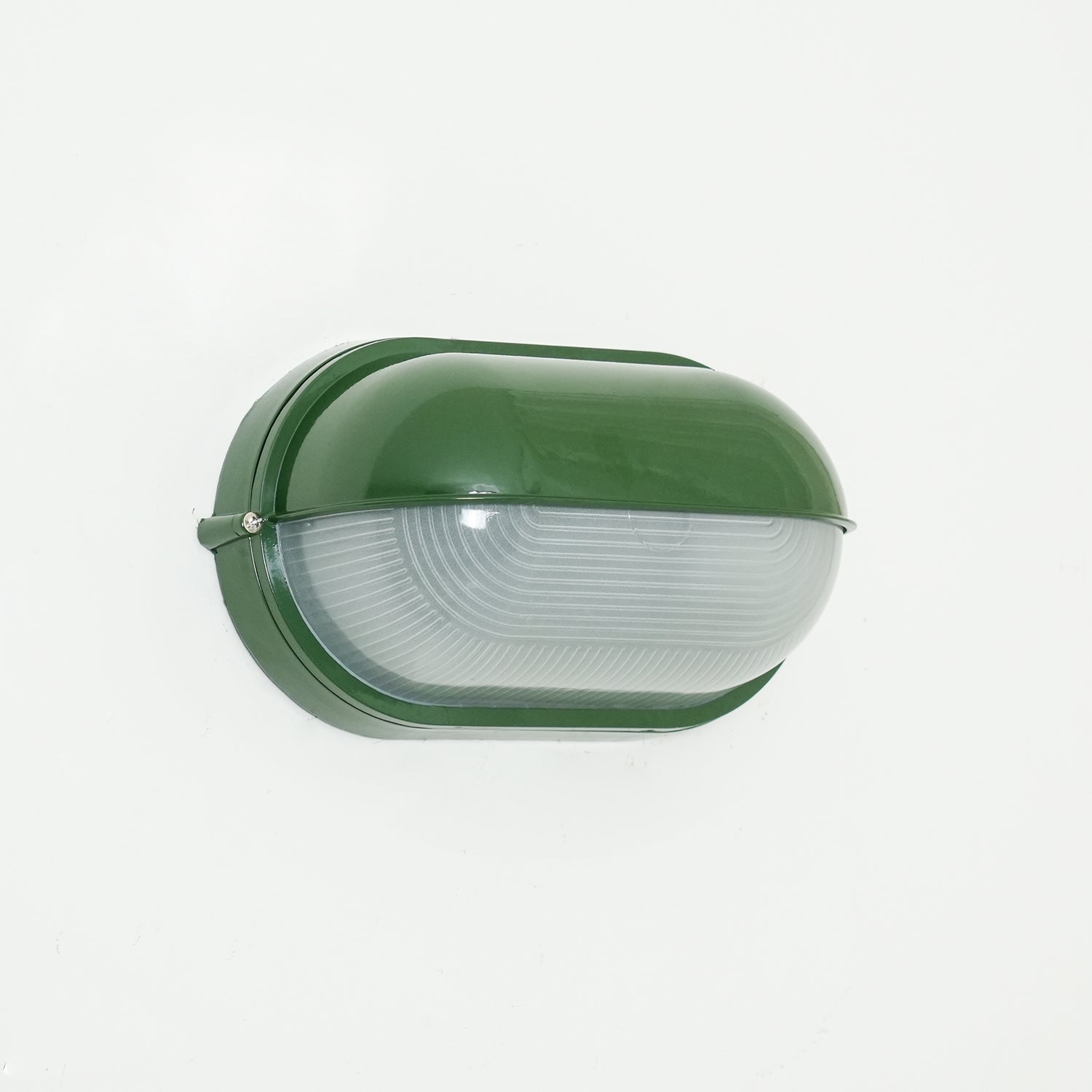 Lampada da parete per esterni ovale in vetro rigato nera, stile industriale navale