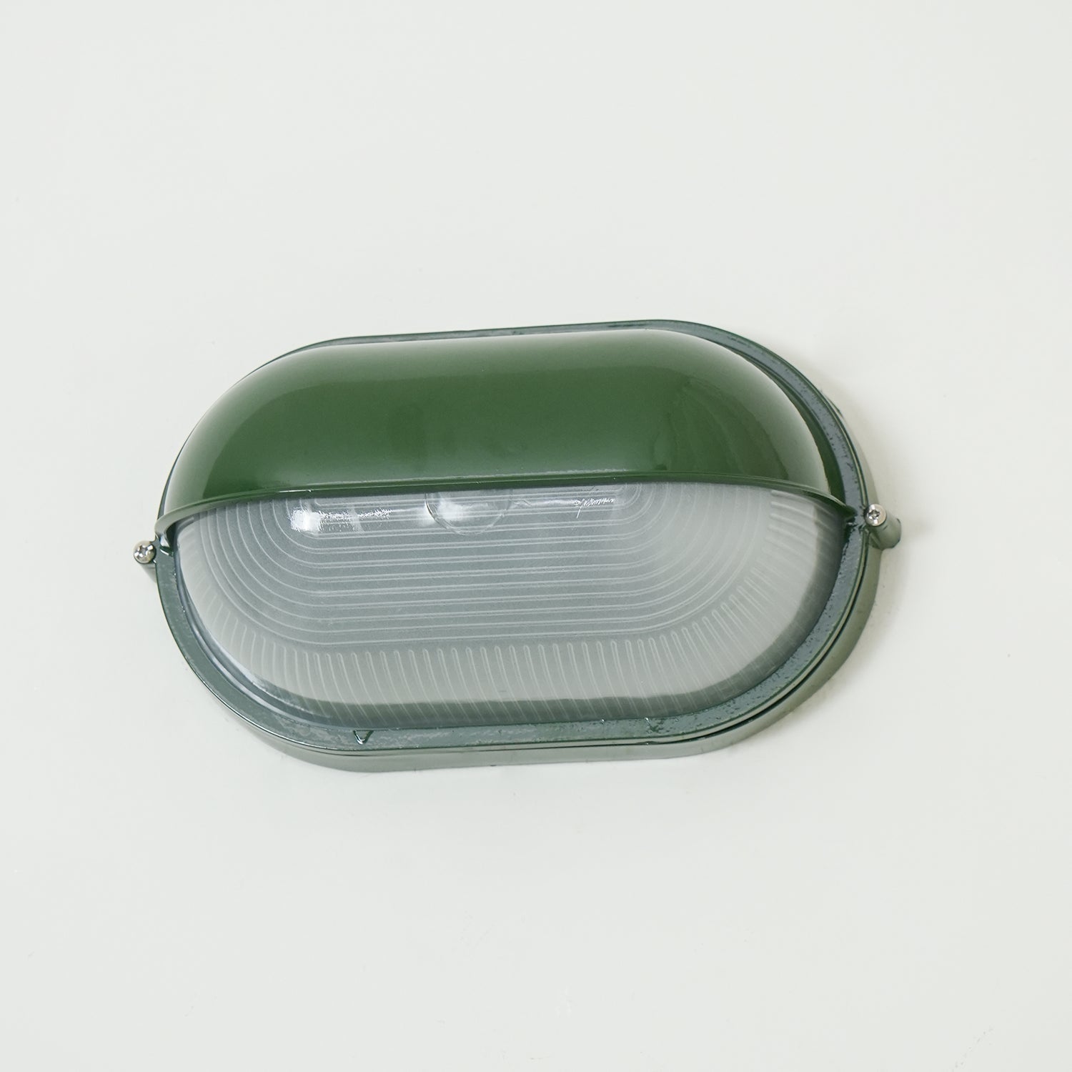 Lampada da parete per esterni ovale in vetro rigato nera, stile industriale navale