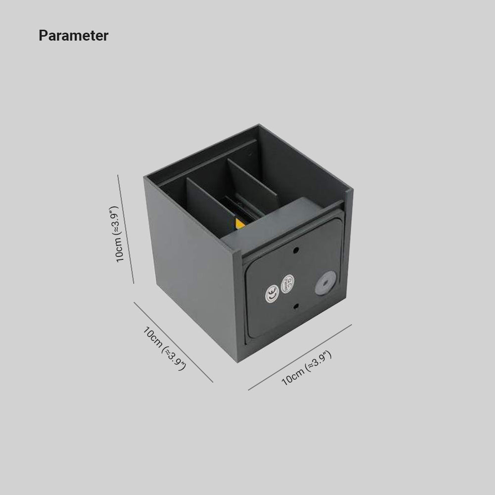 Lampada da parete per esterni quadrata a doppio fascio, LED nera moderna da giardino