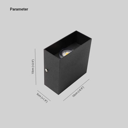 Lampada da parete per esterni quadrata a doppio fascio, LED nera moderna da giardino