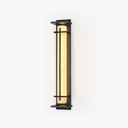 Lampada da parete per esterni rettangolare in acciaio inox con diffusore effetto alabastro, LED integrato IP65