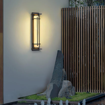 Lampada da parete per esterni rettangolare in acciaio inox con diffusore effetto alabastro, LED integrato IP65