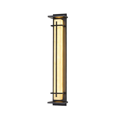 Lampada da parete per esterni rettangolare in acciaio inox con diffusore effetto alabastro, LED integrato IP65