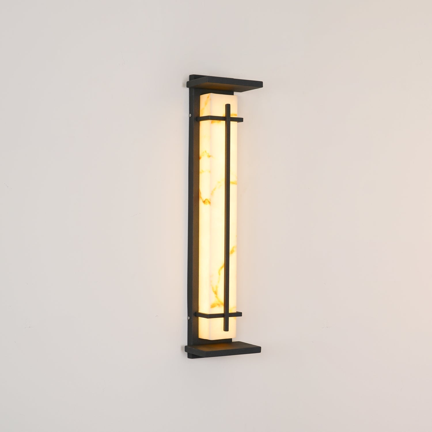 Lampada da parete per esterni rettangolare in acciaio inox con diffusore effetto alabastro, LED integrato IP65