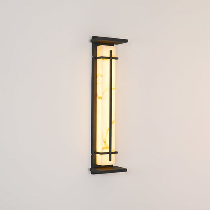 Lampada da parete per esterni rettangolare in acciaio inox con diffusore effetto alabastro, LED integrato IP65